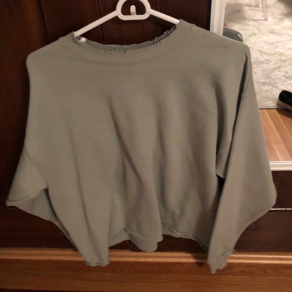 Army green distressed sweatshirt